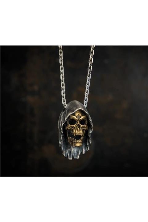 Black&White Unisex Eskitme Titanyum Paslanmaz Çelik Eskitme Kafatası Rock / Punk  Kolyesi 315-li