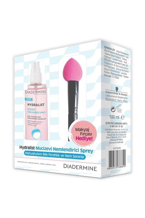 Diadermine Hydralist Nemlendirici Sprey Yüz Spreyi 100 Makyaj Fırçası
