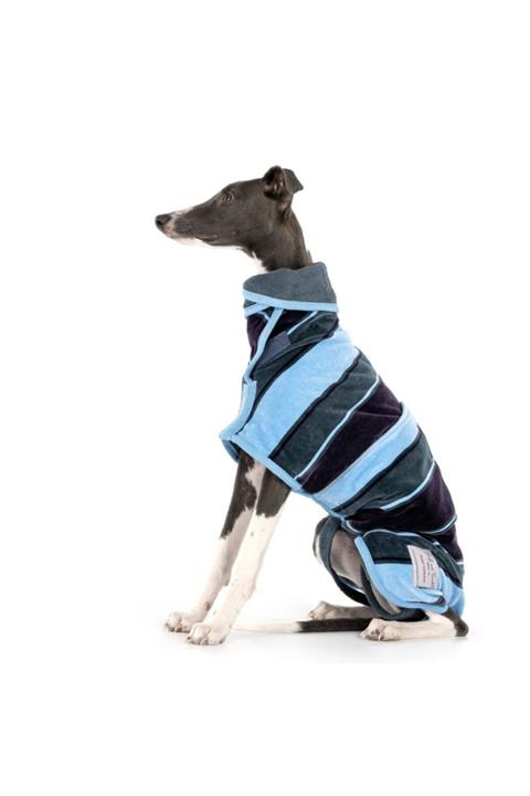 pawin Köpek Bornozu Mavi Çizgili L