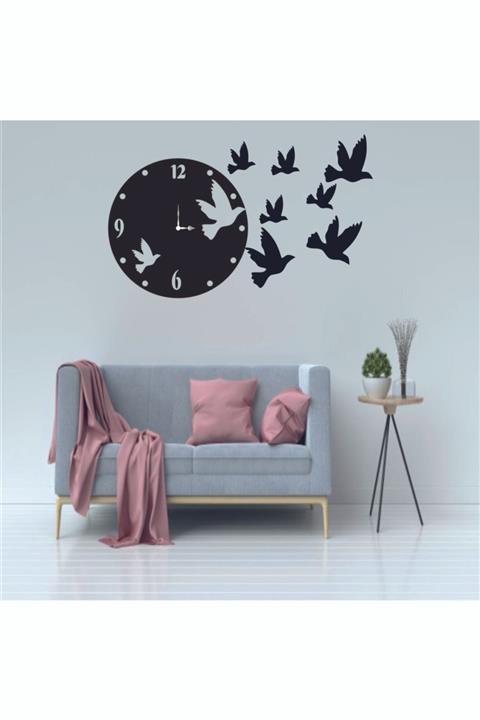 Essa Tasarım Kuş Desenli Modeli Dekoratif Duvar Saati
