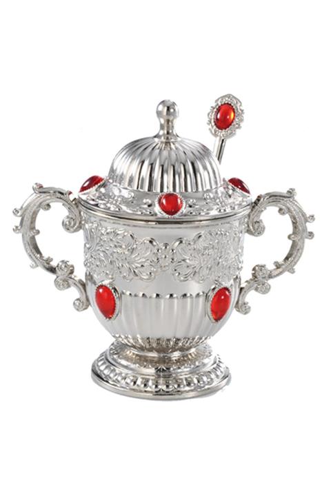 ARSAL Kupa Taşlı Şekerlik Kırmızı Taşlı