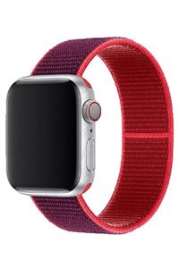 Apple Watch 1 2 3 4 5 6 Se 44 Mm Örgülü Lüks Kordon Red Purple + Popsocket