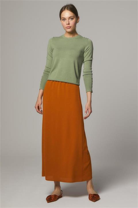 Sentez Beli Lastikli Çan Etek-hardal Sz-5257-55