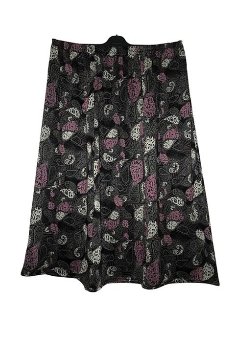 SAVCIGİYİM Gül Kurusu Şal Desenli Kalın Ecrin Kumaş Lastikli Etek