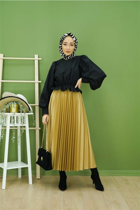 KAMİL KESKİN Etek Saten Piliseli