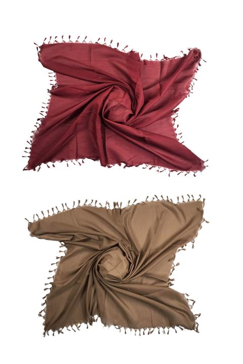 Royaleks 2 Adet Düz Çekme Boncuklu Polyester Yazma 100x100 Cm S20