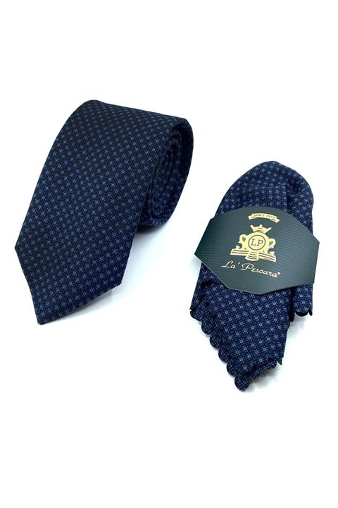 Kravatkolik Lacivert Mendilli Klasik Yün Kravat Kk10891