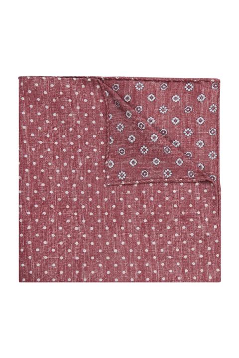 Tommy Hilfiger Erkek Kırmızı Kravat Cotton Silk Double Pocket Square TT0TT03563