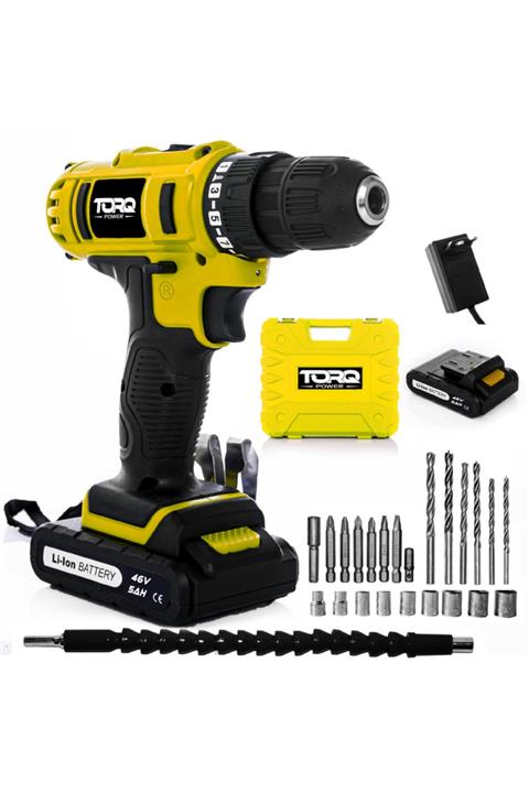 TORQ POWER Dc Motor New Series 46v Usta Setli Akülü Vidalama Matkap