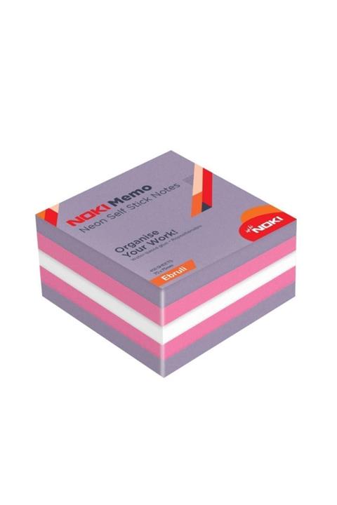 Noki Memo 75x75 Neon Yapışkanlı Küp Blok 450 Sayfa Ebruli