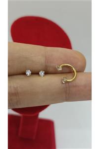 Arescollection Cerrahi Çelik Gold Yarım Halka Piercing