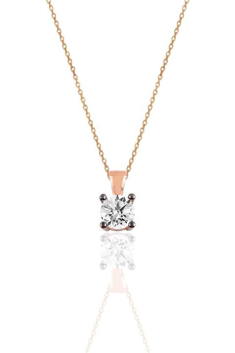 Söğütlü Silver Gümüş Elmas Montürlü Tek Taş Kolye