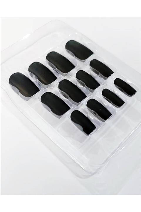 gaman Mona Lady Takma Tırnak Siyah Renk Set Küt 12 Adet Kendinden Yapışkanlı