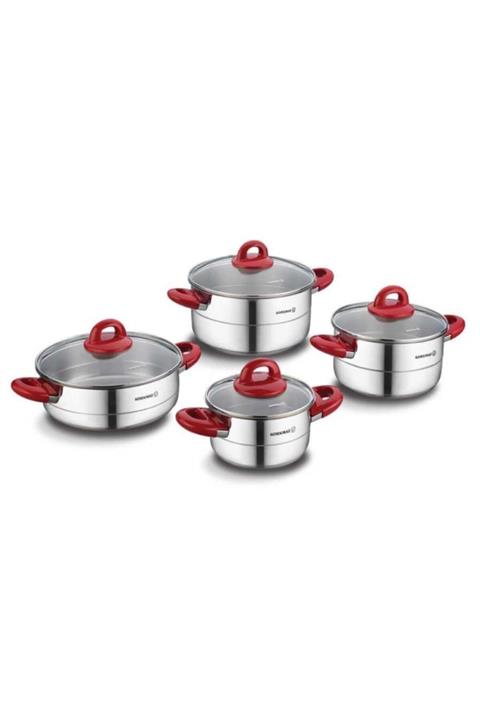 KORKMAZ Hera Kırmızı 8 Parça Tencere Seti A1087-2
