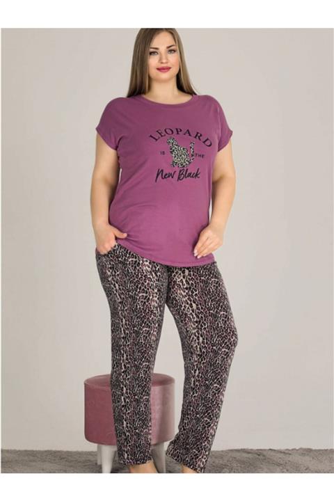 Nil İç Giyim Leopar Desen Büyük Beden Pijama Takımı