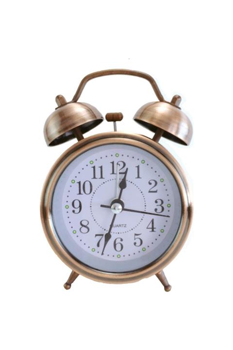 mybedesten Büyük Eskitme(bakır Renk) Işıklı Alarmlı Dekoratif Masa Saati Çalar Saat
