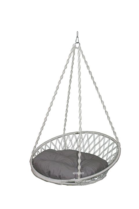 KEYİF SEPETİ Relaks Salıncak Beyaz (gri Minderli)