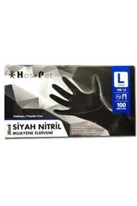 HasPet Siyah Nitril Pudrasız Eldiven 5x100’lü Large Beden