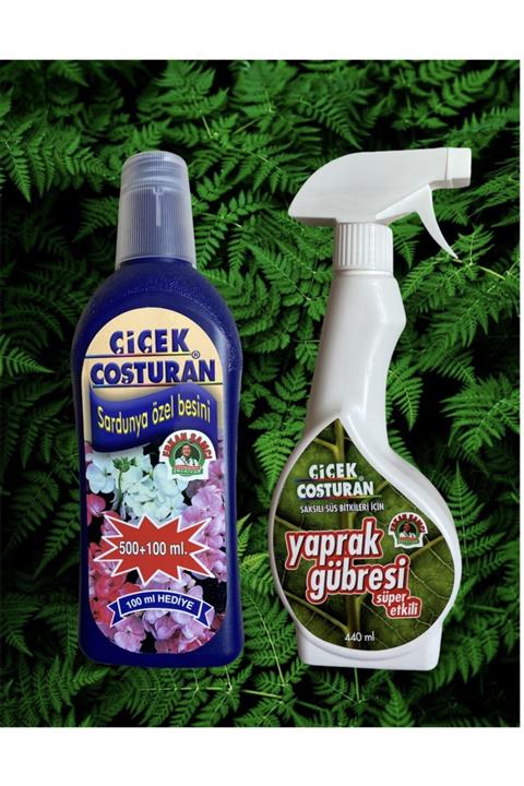 ÇİÇEK COŞTURAN Sardunya Özel Besini 600 ml + Yaprak Gübresi Süper Etkili Sprey 440 ml