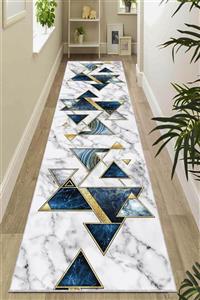NeluxHome Kaymaz Tabanlı Makinede Yıkanabilir Geometrik Kesme Rulo Yolluk Ar450