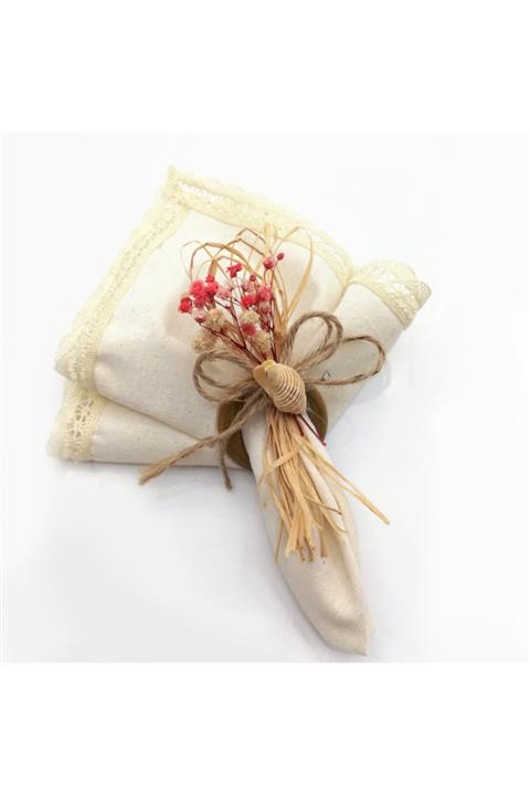 Lora Davet Denizkabuğu Süslemeli Peçetelik - Naturel 49503