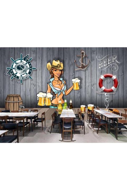 Renkli Duvarlar Cafe Graffiti Alkol Wallpaper Özel Tasarım Duvar Kağıdı 4.00x2.30
