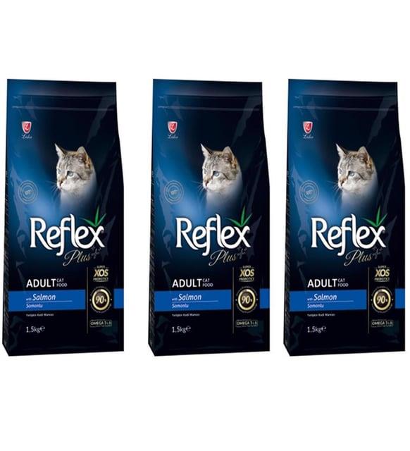 Reflex Plus Somon Balıklı Yetişkin Kedi Maması 1,5 Kg 3'lü Set