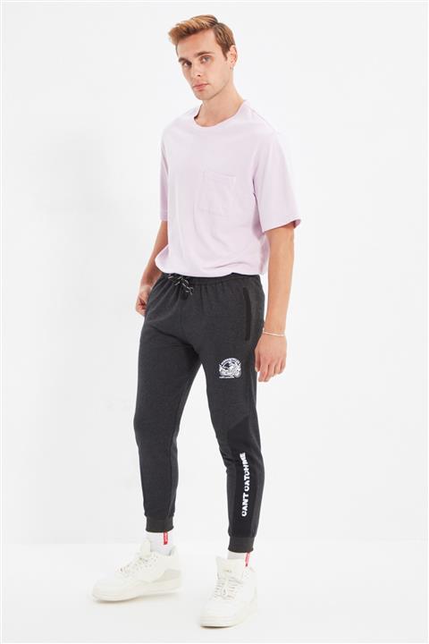 TRENDYOL MAN Antrasit Erkek Regular Fit Baskılı Lastik Paça Eşofman Altı TMNAW22EA0255