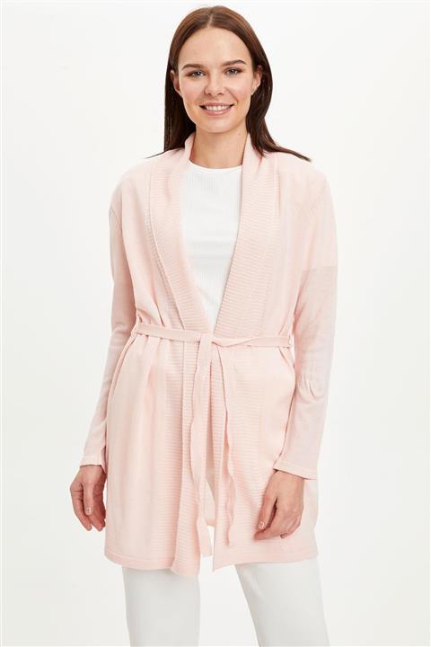 DeFacto Kadın Pembe Kemer Detaylı Ottoman Örgü Hırka G5471AZ20AU