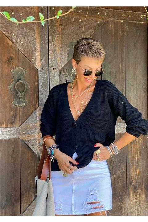 Şebnem Şahin Butik Triko Hırka Siyah