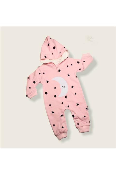 Murat Baby Uykucu Ay Dedeli Yıldızlı Pembe Bebek Tulumu