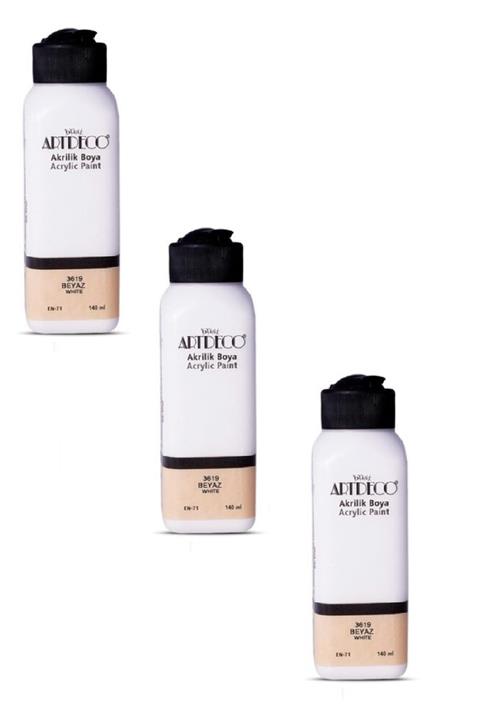 Artdeco Beyaz Akrilik Boya 140ml. 3'lü Set