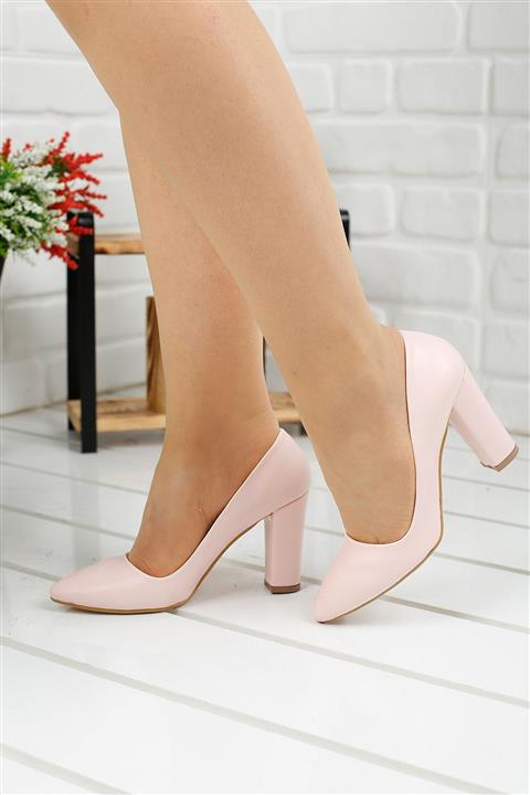 Ayakland Kadın Pudra Cilt 8 Cm Topuk  Ayakkabı 137029-311