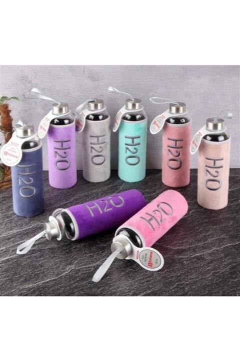 Tohana Bakk-al H2o Yazılı Polar Kılıflı Pembe Renk 600 ml Cam Matara