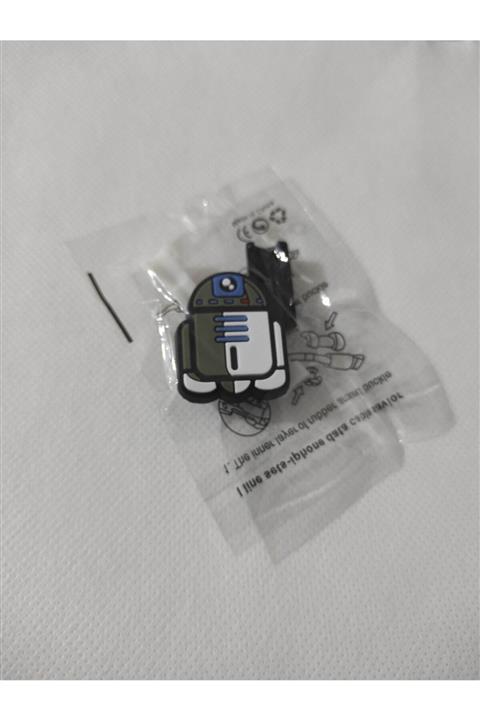 özaytasarım Gri Beyaz Robot Figürü Usb-şarj Kablo Koruyucu