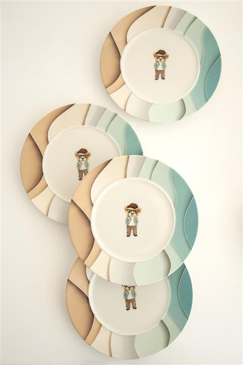 Bursa Porselen Dekor Teddy Bear Soft 4 Parça Servis Tabağı