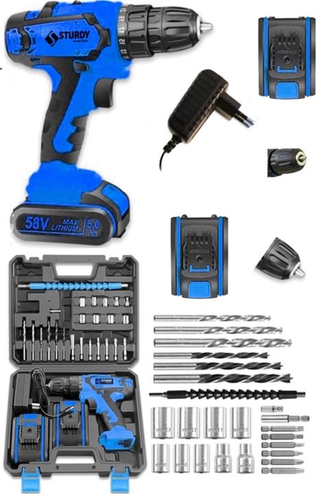 Sturdy Japon Technology 58v 8ah M-6 Metal Şanzıman Şarjlı Çift Akülü Vidalama 27prç Uç Setli