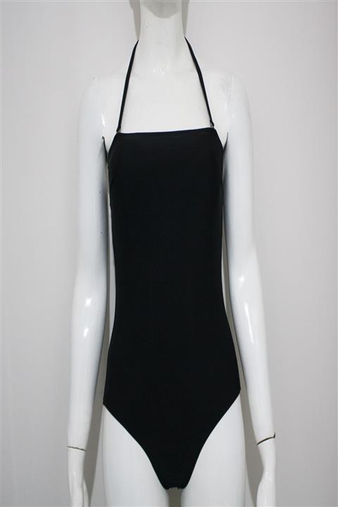 Salerno Kadın Siyah Boyundan Bağlamalı Kaplı Balensiz Mayo