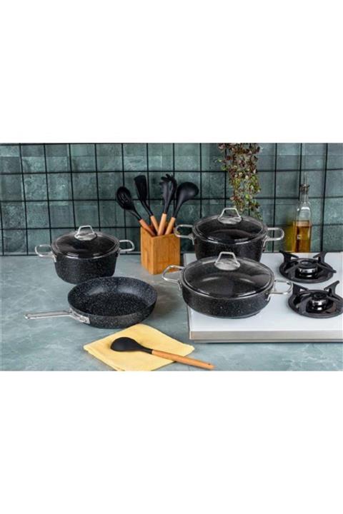 Taç Black Edition 7 Parça Granit Tencere Seti