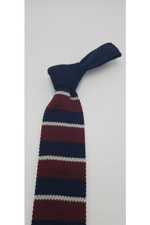Yage Bordo Lacivert Örgü Kravat Krvt3446