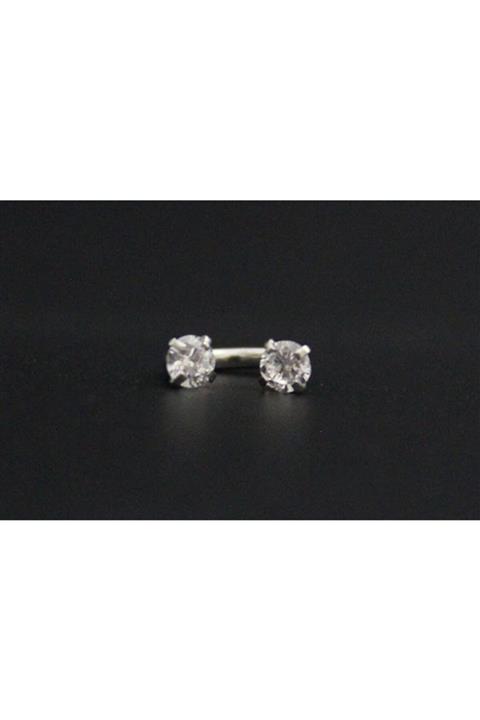 Üzüm Hoşafı Gümüş Renk Çift Taşlı Küçük Halka Cerrahi Çelik Helix-tragus