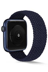 Apple Watch 1 2 3 4 5 6 Se 40 Mm Small Beden Hasır Örgülü Kordon Lacivert Ve Popsocket