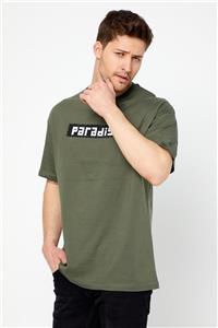 BACKMAN Unisex Paradise Yazılı Haki Renk Oversize T-shirt