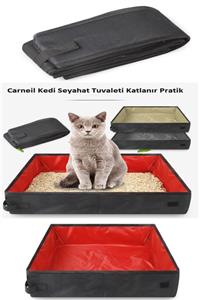 Carneil Medium Katlanır Kedi Tuvaleti Seyahat Tip Su Geçirmez Yer Kaplamaz Kırmızı Siyah She94