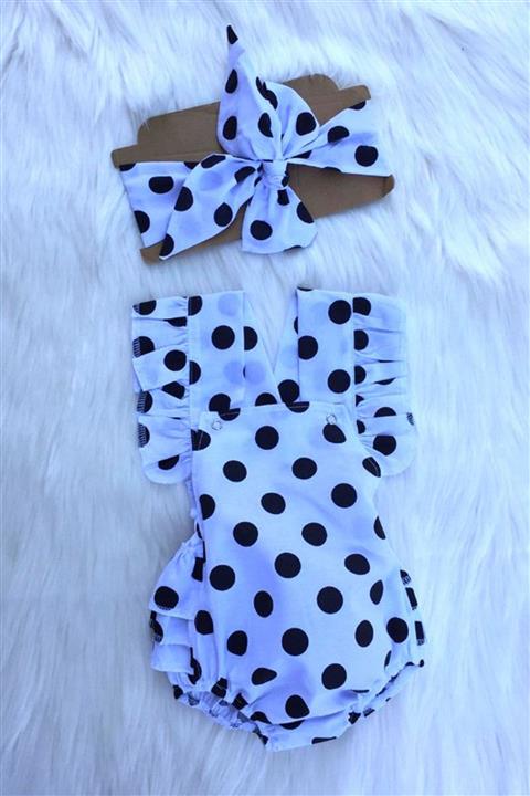 woltybaby Kız Bebek Siyah Puantiyeli Salopet