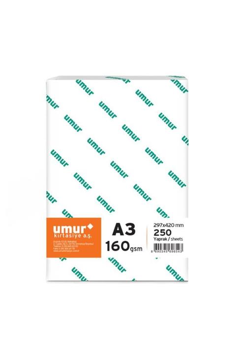 Umur A3 Gramajlı Fotokopi Kağıdı 160 Gr 1 Paket 250 Yaprak