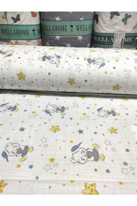 Wella Home Neşeli Ayıcık Müslin Kumaş 160 Cm En