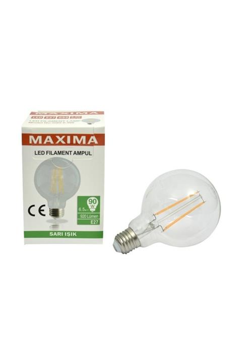 Maxima G125 Led 6.5w E27 Uzun Filament 2700k Şeffaf -6 Adet