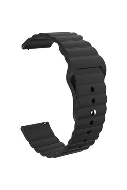 Magazabu Haylou Solar Ls05 Uyumlu Kordon Rod Loop Silikon Saat Kordonu 22/lm5--siyah