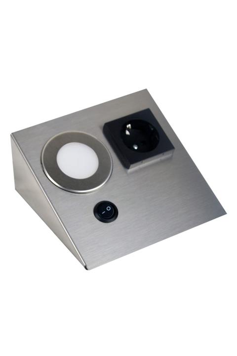 ERVA Tekli Tezgah Altı Siyah Priz Inox Günışığı